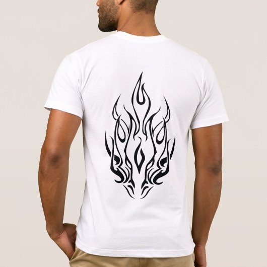 Dark Tribal Flame Mask – Abstract Fire Art Design Tシャツ (裏面)