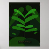 Dark Tropical Botanical Poster | Bold Green Leaves ポスター (正面)
