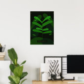 Dark Tropical Botanical Poster | Bold Green Leaves ポスター (ホームオフィス)