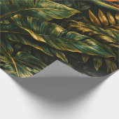 Dark Tropical Monstera Gold Botanical Gift Wrap ラッピングペーパー (角)