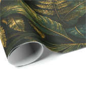 Dark Tropical Monstera Gold Botanical Gift Wrap ラッピングペーパー (ロールコーナー)