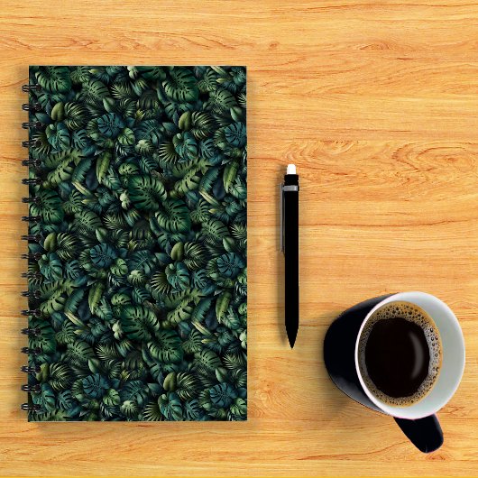 Dark Tropical Monstera Jungle Botanical Photo ノートブック