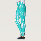 Dark Turquoise and White Polka Dot Leggings レギンス (左)