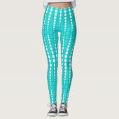Dark Turquoise and White Polka Dot Leggings レギンス (正面)