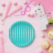 Dark Turquoise and White Polka Dots Paper Plate ペーパープレート (パーティー)