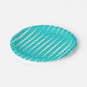 Dark Turquoise and White Polka Dots Paper Plate ペーパープレート (アングル)