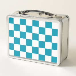 Dark turquoise checkered  メタルランチボックス