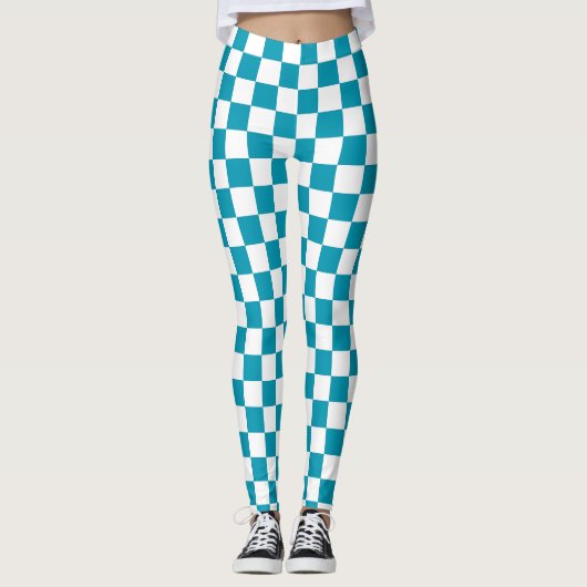 Dark turquoise checkered  レギンス (正面)
