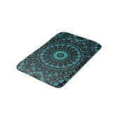 Dark Turquoise Floral Mandala バスマット (アングル)