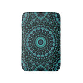 Dark Turquoise Floral Mandala バスマット (正面縦)