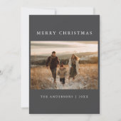 Dark Ultra Modern Minimalist Merry Christmas Photo シーズンカード (正面)