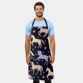 Dark unicorn pattern. Seamless unicorn and star de エプロン (着用した状態)