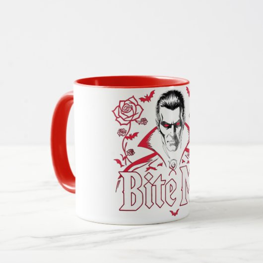 Dark Vampire “Bite Me” Halloween Humor Mug マグカップ (正面左)