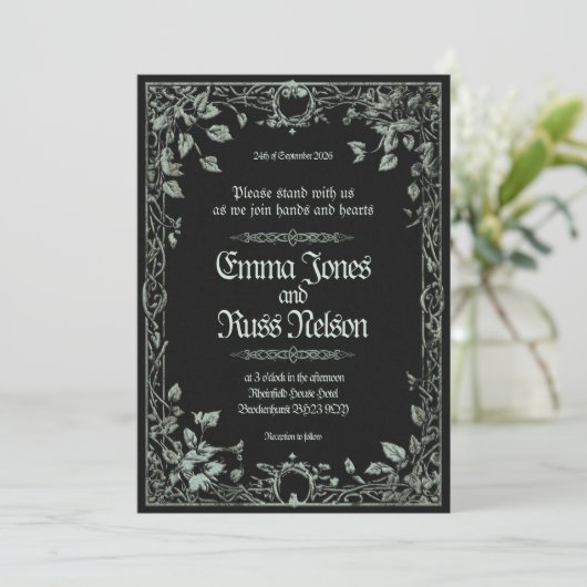 Dark Viking Norse Wedding Invitation 招待状 (スタンド正面)