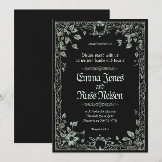 Dark Viking Norse Wedding Invitation 招待状 (正面/裏面)