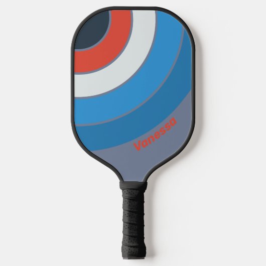 Dark Vintage Circle Stripe with Name ピックルボールラケット (正面)