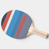 Dark Vintage Horizon Striping with Name 卓球ラケット (横)