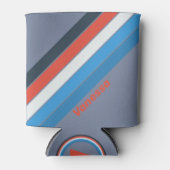 Dark Vintage Stripes with Name 缶クーラー (正面)