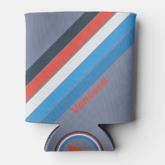 Dark Vintage Stripes with Name 缶クーラー (正面)