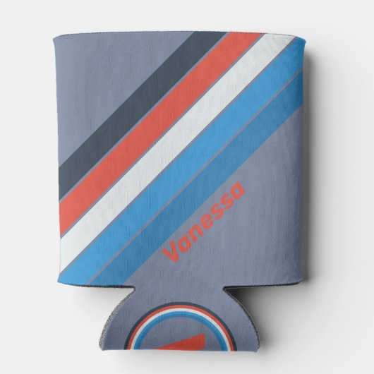 Dark Vintage Stripes with Name 缶クーラー (裏面)