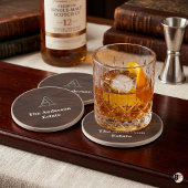 Dark Walnut Wood Monogram Family Estate Custom コースター