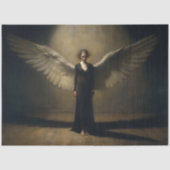 Dark Winged Angel Dramatic Fine Art Decoupage 薄葉紙 (正面)