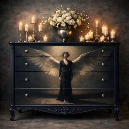 Dark Winged Angel Dramatic Fine Art Decoupage 薄葉紙