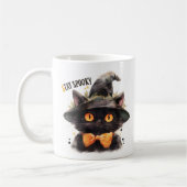 Dark Witch Cat with Bow Tie Halloween コーヒーマグカップ (左)