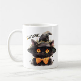Dark Witch Cat with Bow Tie Halloween コーヒーマグカップ
