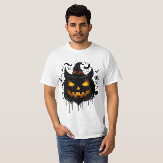 Dark Witch Pumpkin with Glowing Eyes Tシャツ (正面フル)