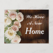Dark Wood Panels and White Roses Change of Address ポストカード (正面)