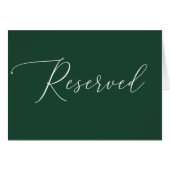 Dark Woodland Green Reserved Sign | Script Wedding (正面横)