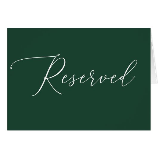 Dark Woodland Green Reserved Sign | Script Wedding (正面横)