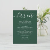 Dark Woodland Green Wedding | Modern Script Dinner メニュー (スタンド正面)