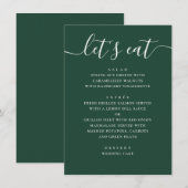 Dark Woodland Green Wedding | Modern Script Dinner メニュー (正面/裏面)