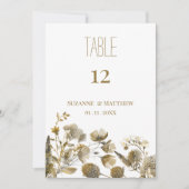 Dark yellow ivory white brown flora Table Numbers 招待状 (正面)