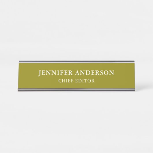 Dark Yellow Professional Modern Plain Minimalist デスクネームプレート (正面)