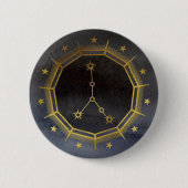 Dark Zodiac Astrology: Cancer Black & Gold Round 缶バッジ (正面)