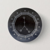 Dark Zodiac Astrology: Cancer Black & Silver Round 缶バッジ (正面)