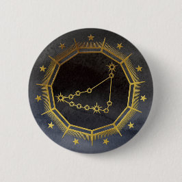 Dark Zodiac: Capricorn Birth Sign Black & Gold 缶バッジ