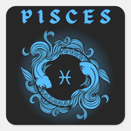Dark Zodiac - Pisces | Medieval Astrology Art スクエアシール (正面)