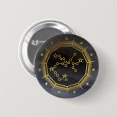 Dark Zodiac: Sagittarius Birth Sign Black & Gold 缶バッジ (正面&裏面)