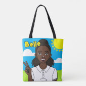 Darker Skin Cartoon Girl School学生図書館 トートバッグ (裏面)