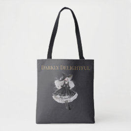 Darkly Delightful – Gothic Witch & Cat Tote Bag トートバッグ
