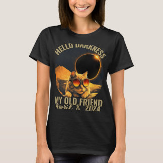 Darkness My Old Friend Cat With 太陽の Eclipse Gles Tシャツ