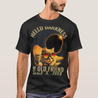 Darkness My Old Friend Cat With 太陽の Eclipse Gles Tシャツ