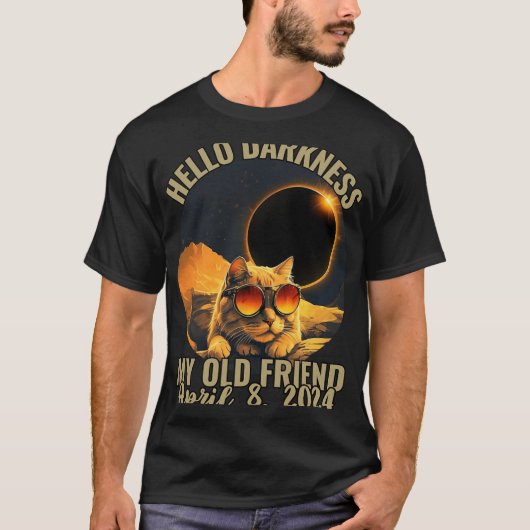 Darkness My Old Friend Cat With 太陽の Eclipse Gles Tシャツ (正面)