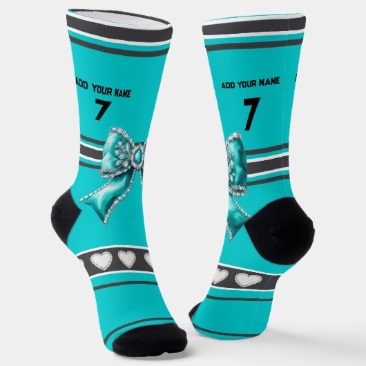 DarkTurquoise Bow - Name Number Socks ソックス (傾斜あり)