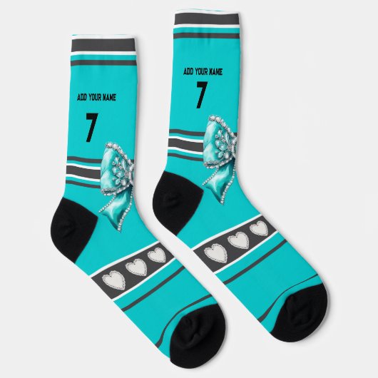 DarkTurquoise Bow - Name Number Socks ソックス (右)