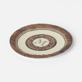 DarkWalnut素朴 Circleの結婚ハートモノグラム ペーパープレート (アングル)